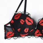 Toucheart Sexy Bra Lingerie 2-piece Set Mesh Transparent Bodysuit Heart Embroidery Lace Hollow Underwear Sexy Bras Body Femme