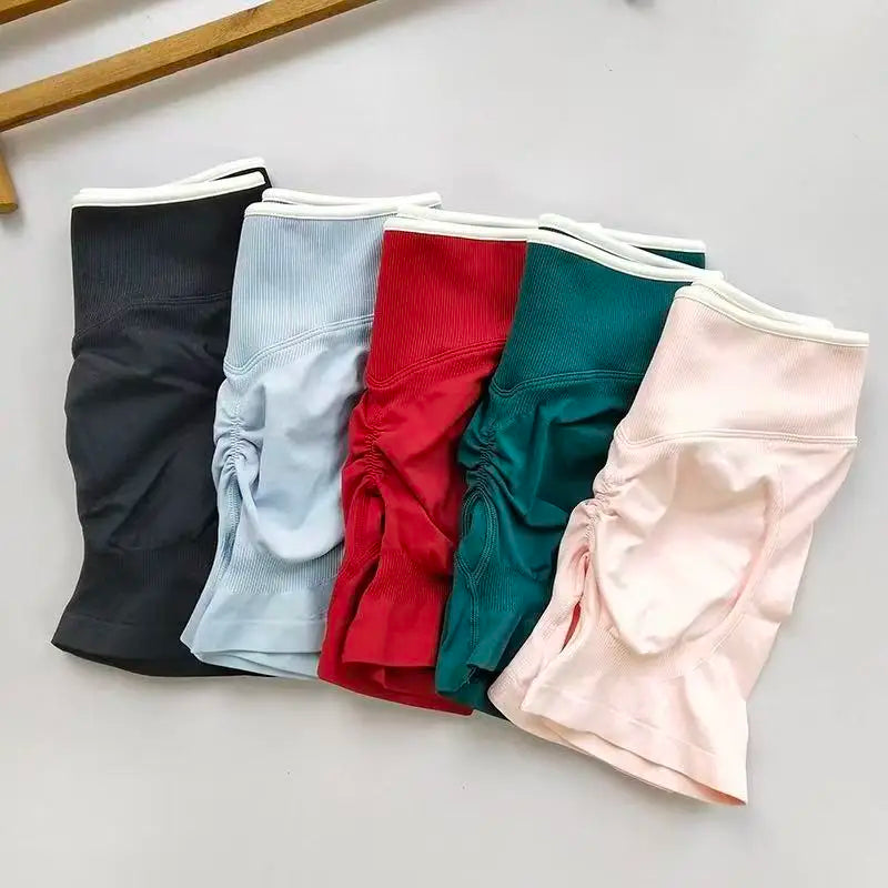 Women's High-Waisted Seamless Yoga Sports Shorts Hip-Lifting Knitted Peach Pants Summer Training Fitness Wear