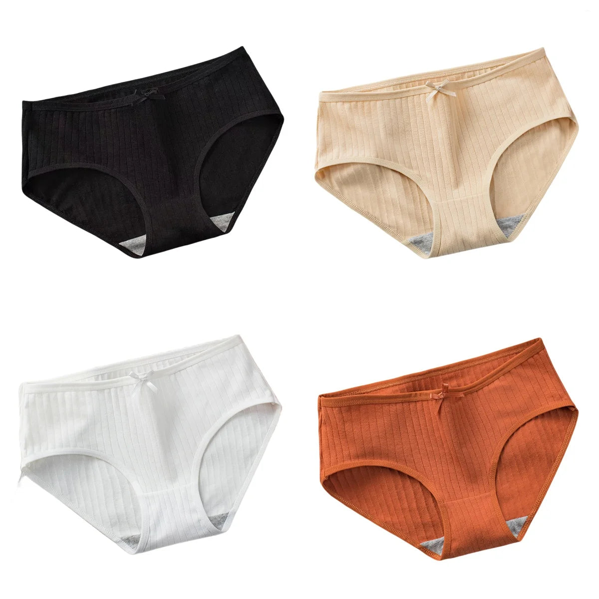 4Pcs/Set Women Cotton Panties Low Waist Briefs Breathable Comfort Underwear Sexy Lingerie Solid Color Underpants Intimates M-XL