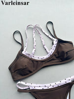 2026 Splicing Polka Dots Bikini Women Swimwear Female Swimsuit Two-Pieces Bikini Set High Cut Leg Bather Bathing Suit Swim V8172