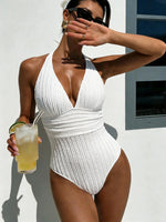 DEKA One Piece Swimsuit Women Deep V Neck Hollow Out Backless Swimwear Female Bather Monokini High Cut Bathing Suit Swim Beachwe