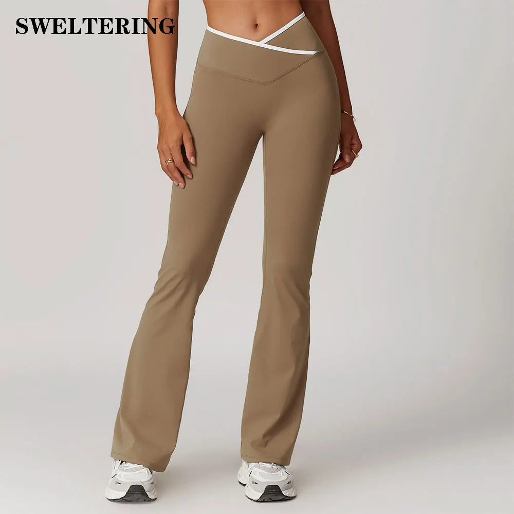 Bell-bottoms Tights Yoga Leggings Women Fitness Leggings Running Cycling Pants Sports Leggings High Waist Workout Gym Clothing