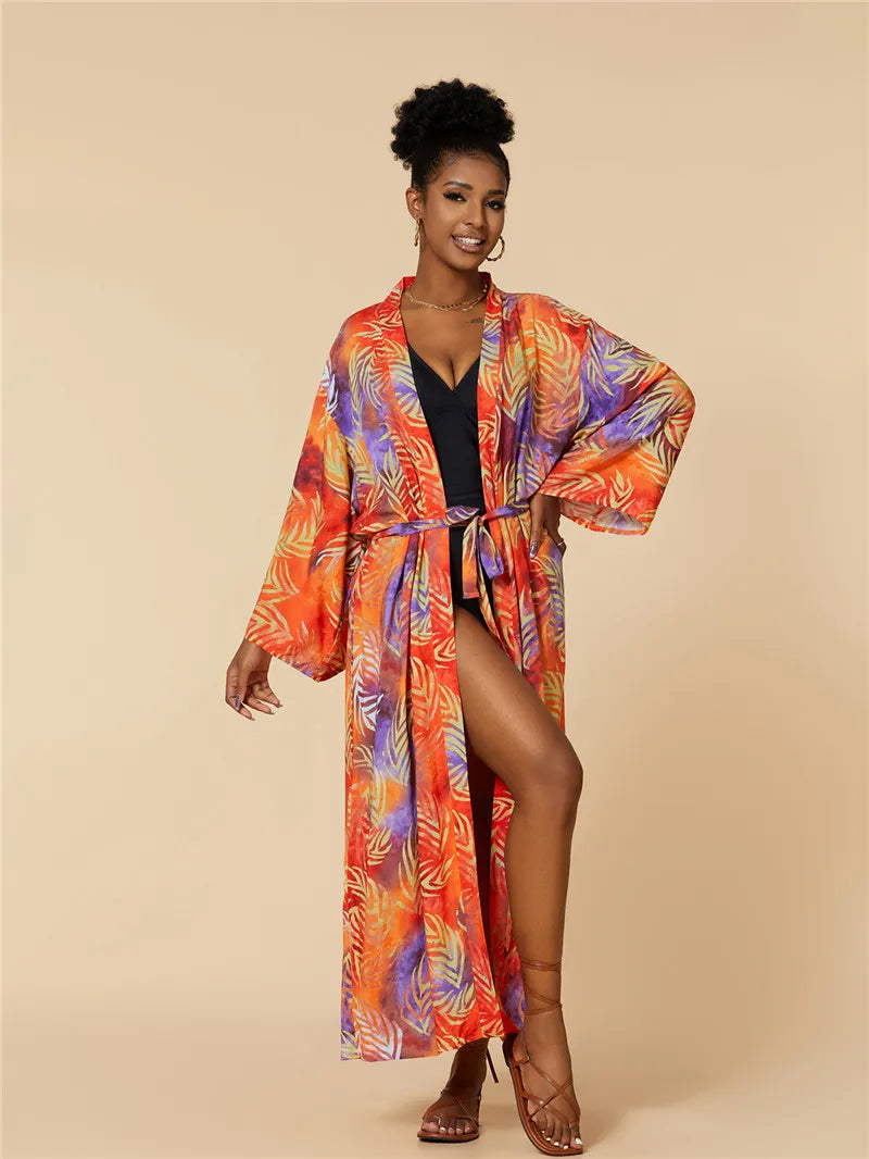 2026 Women Swimsuit Beach Cover Up dress Sleeve Kaftan Beach Tunic Long Pareos Bikinis Cover ups Summer Robe Plage Beachwear