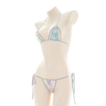 Summer Laser Holographic Micro Bikini Set Women Halter Bra Top Sexy String Thong Bathing Suit Beachwear Brazilian Biquini