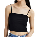 Women Ribbed Square Neck Camisole Basic Solid Color Crop Top Adjustable Spaghetti Straps Ladies Sleeveless Tank Tops M-XL