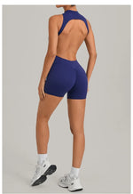 Women's Seamless Yoga Jumpsuits Sports Running Fitness Backless Sleeveless Hip-lifting One-piece Workout Gym Shorts Bodysuits