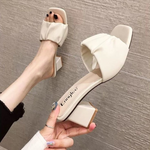 Fashion Strange Style Women Slippers Square Open Toe Slippers Slip on Slides Summers Beach Shoes Woman Heels Zapatillas Mujer