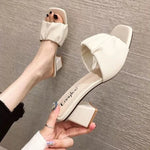 Fashion Strange Style Women Slippers Square Open Toe Slippers Slip on Slides Summers Beach Shoes Woman Heels Zapatillas Mujer