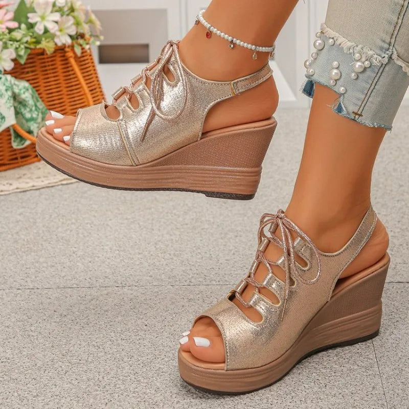 Women Sandals Summer New Wedges Platform Sandals Women Sexy High Heels Shoes Peep Toe Open