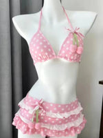 Trendy 2026 Print High Waist Fairy Sexy Sweet 4-Piece Bikini Set - Women's Split Swimwear Beach Vacation Summer Party & Holiday