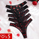 5pcs/pack Print Design Sexy Women thongs Breathable Comfortable Lady g-string Underwear Elegant Sexy Lingerie Fashion New Panty