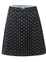 2026 Women Vintage Black White Polka Dot A-line Knee Length Skirt Sexy Low Waist Holiday Summer Skirts Slim Mini Skirts J7L2