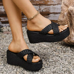 Fashion New Round Toe Exposed Toe Shallow Mouth Thick-soled Beach Slippers Summer Sexy/comfortable Flat Slippers for Women