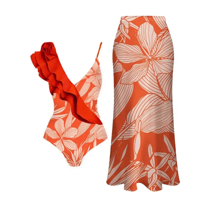 2026 New Arrival Push Up Women Bikini Set Floral Printed Ruffle Bikinis Strappy Bandage Swimwear Brazilian Biquini Bathing Suit
