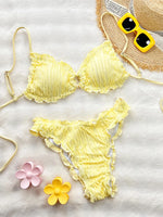 Summer Ruffles High Waist Bikini Set 2026 Women Hollow Out Circle Push Up Bra Two Piece Swimsuit Beach Bathing Suit Swimwear