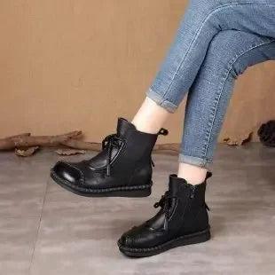 Shoes for WomenCross-tied Ladies Boot Daily Boots Hot Sale Cotton Shoes Round Toe Comfortable Flat Shoes Women Ankle Boots