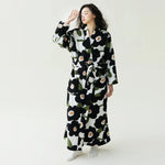 Women New Autumn Winter Thickened Anti-Static Coral Fleece Beauty Velvet Extra Long Bathrobe Sleep Loungewear Robe