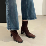 Vintage Thick Heel Square Toe Women Ankle Boots Ladies Elegant Mordern Short Botas Autumn Winter Zapatos De Mujer 2026