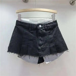 New Fashion Women's Irregular Fake Two-piece A-line Mini Denim Skirts 2026 Autumn Trendy High Waist Skirt Female Fashion XHV4