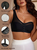 Detachable Single Strap Women Bra Wireless No Pad Wireless Brassiere Breathable Mesh Comfort Minimizer Underwear