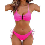 2026 Multicolor Textured Adjustable Tie Side Push Up Sexy Bikini Padded Swimwear For Women Beach Bathing Suit