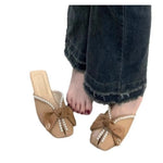 Pearl Slides With Bow Woman Slippers New Collection Original Style Shoes for Women Unique Waterproof Chic and Elegant