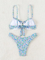 New Sexy Floral Print Push Up Bikini 2024 Women Swimwear Female Swimsuit Two Pieces Thong Bikini Set Bather Bathing Suit Beach