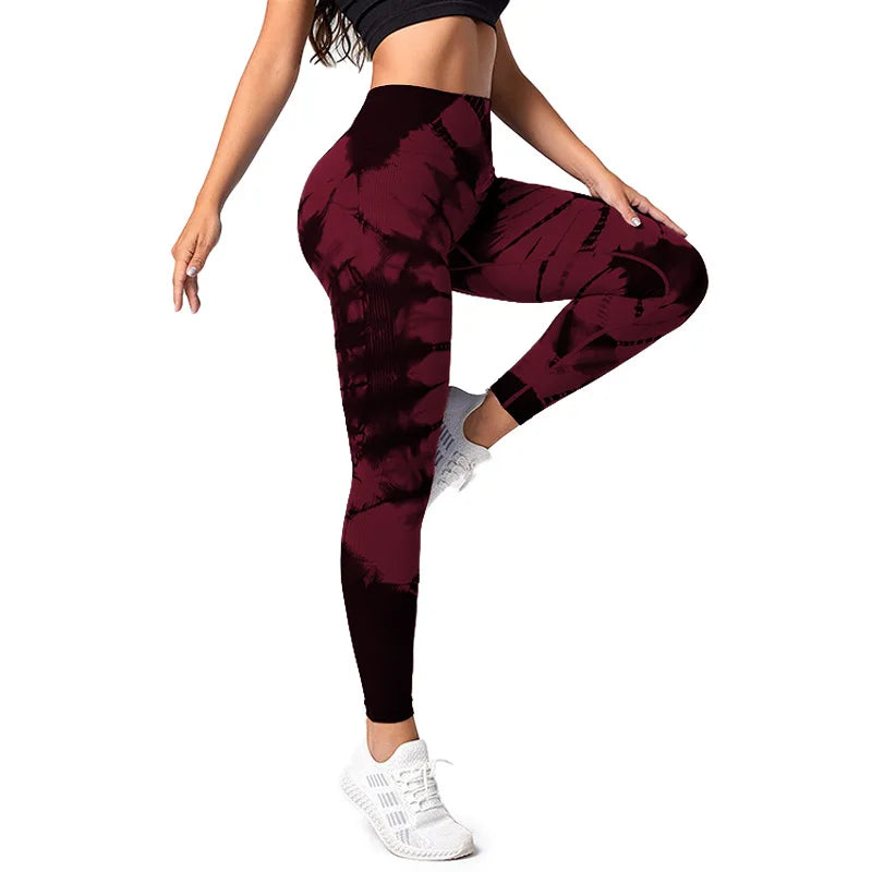 New Tie-Dye Seamless Yoga Leggings Breathable Gym High Waist Sports Leggings WomenFitness Running Exercise Hip Lift Pants