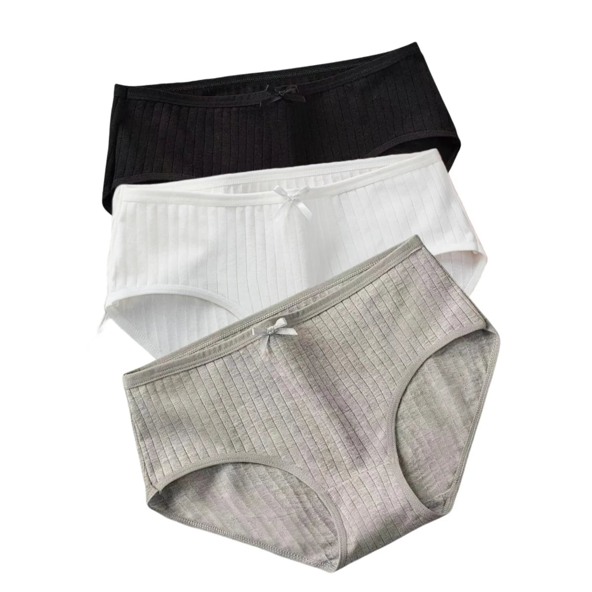3Pcs/Set Cotton Panties Low Waist Briefs Solid Color Lingerie Women Underpants Comfy Breathable Underwear Intimates