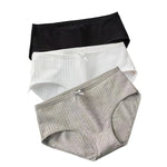 3Pcs/Set Cotton Panties Low Waist Briefs Solid Color Lingerie Women Underpants Comfy Breathable Underwear Intimates