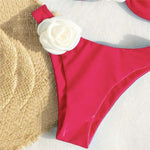 Sexy Flower Bandeau Swimwear Thong Bikini 2026 Women Lace-up Swimsuit Swimming Bathing Suit Brazilian Bikinis Sets Mujer Biquini