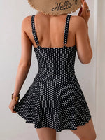 Vintage Black Polka Dot Print Tankini Set Women Push Up Tank Top Split Tie Skirt Two Piece Swimsiut 2026 Bathing Suit Swimwear