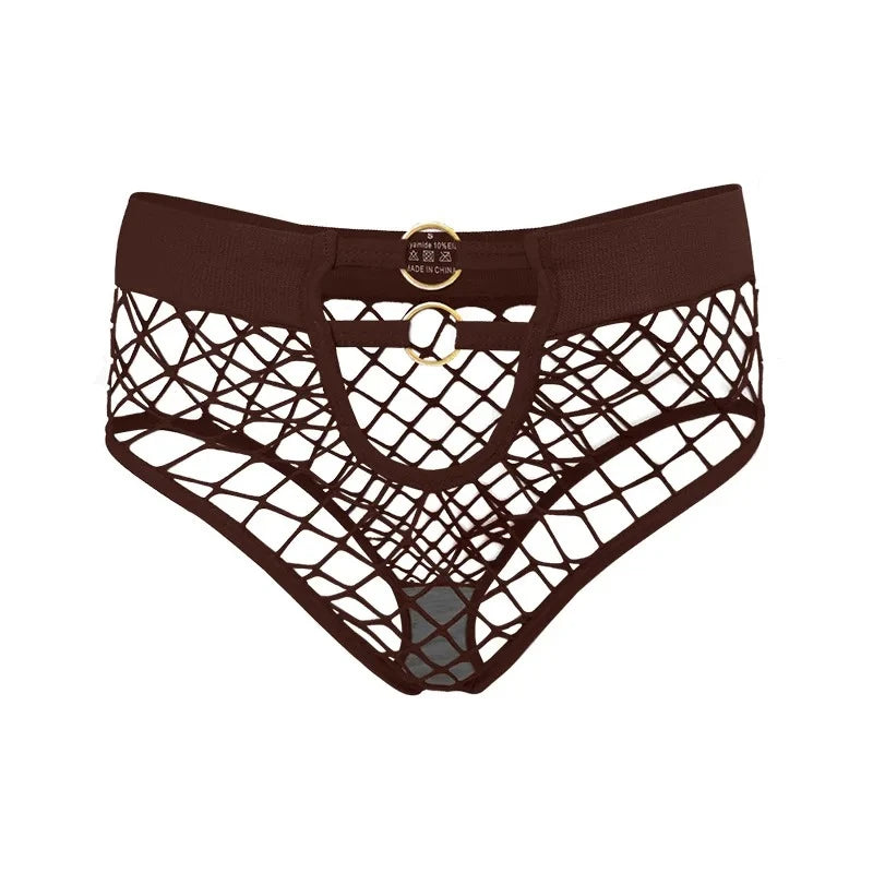 2pcs Sexy Women's Panties BriefsElasticity Underwear Mid Waist Fishnet Lingerie Ladies Hollow Out Transparent Underpants