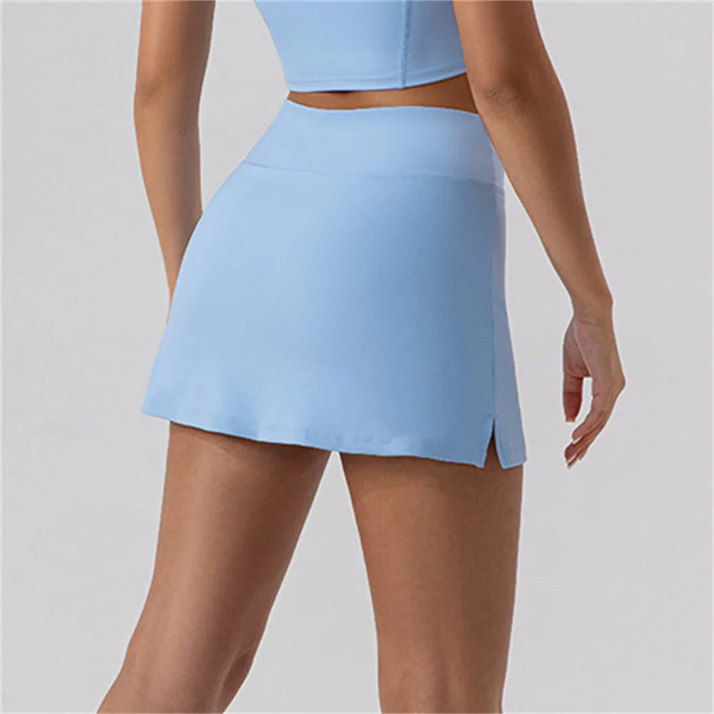 2025 Tennis Skirts Shorts Women Solid Sports Gym High Waist Yoga Fitness Shorts Slim Fit Breathable Running Fitness Mini Skirt