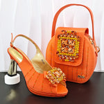 doershow Italian Shoes And Bag Sets For Evening Party With Stones Italian Leather Handbags Match Bags! HB1-1