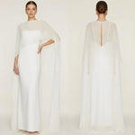 Women's Sheer Chiffon Cape Bat Sleeve Floor Length Shawl Elegant Cover Up Tops Party Evening Cape Blouse f