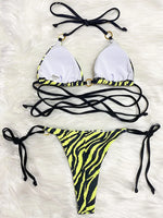 Zebra Leopard Wrap Around Halter Micro Mini Bikini Women Swimwear Female Swimsuit Two-pieces Bikini set Bather Bathing Suit Swim