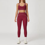 2PCS Yoga Set Gym Clothes Outdoor Sports Outfits Women Tracksuit Gym Fitness Suits Workout Long Sleeved Flared Pants Sportswear