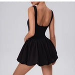 Summer One-piece Tennis Dress Women Fitness Fake Two-piece with Inner Separate Shorts Pockets Sleevesless Sports Pleated Skirt
