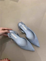 Concise Pointed Toe Square Low Heels Women Sandals Elegant Slingbacks Banquet Party Mule Shoes 2026 New