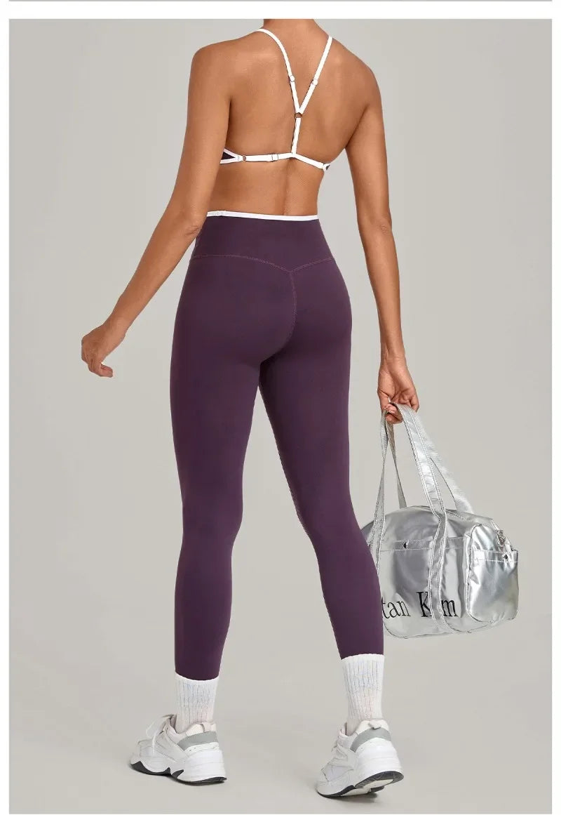 Women's Seamless Yoga Sets Sports Fitness Gym Sleeveless Vest Hip-lifting Slim Fit Pants Suits Running Training Workout Sets