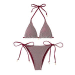 2Pcs/Set Women Bikini Set Chest Pad Push Up Halter Neck Bra Adjustable Side Straps Swimming Briefs Set Lady Mesh Summer Swimwear