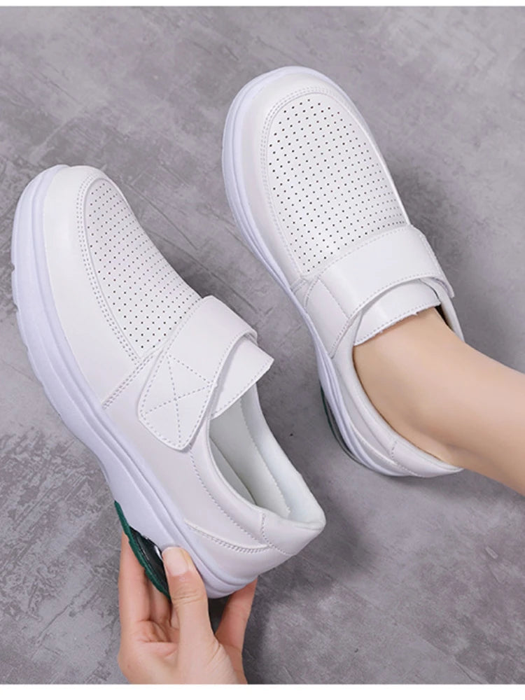 Platform White Shoes Women Casual Comfortable Light Nurse Work Shoes Fashion Slip on Non-slip Loafers Chaussure Femme
