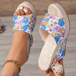 2026 New Women Shoes Fashion Shoes Casual Flip Flops SummerPrint Peep Toe Wedge Slippers
