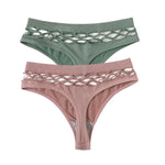 2Pcs/Set Seamless Thongs Panties Women High Rise Underwear Sexy Lingerie Bottoms Female Underpants Hollow G-String Pantys M-L