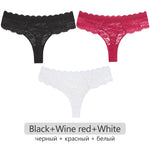 Full Lace Thongs Women 3Pcs/set Sexy G-string Underpants S-XL Ladies Floral T-Back Underwear Female Bikini Panties Girl Lingerie