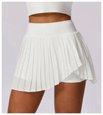 Sports Tennis Short Skirt Women's Summer Pleated Fake Two-piece Quick Drying Skort Fitness High Waist Pocket Yoga Running Skirts