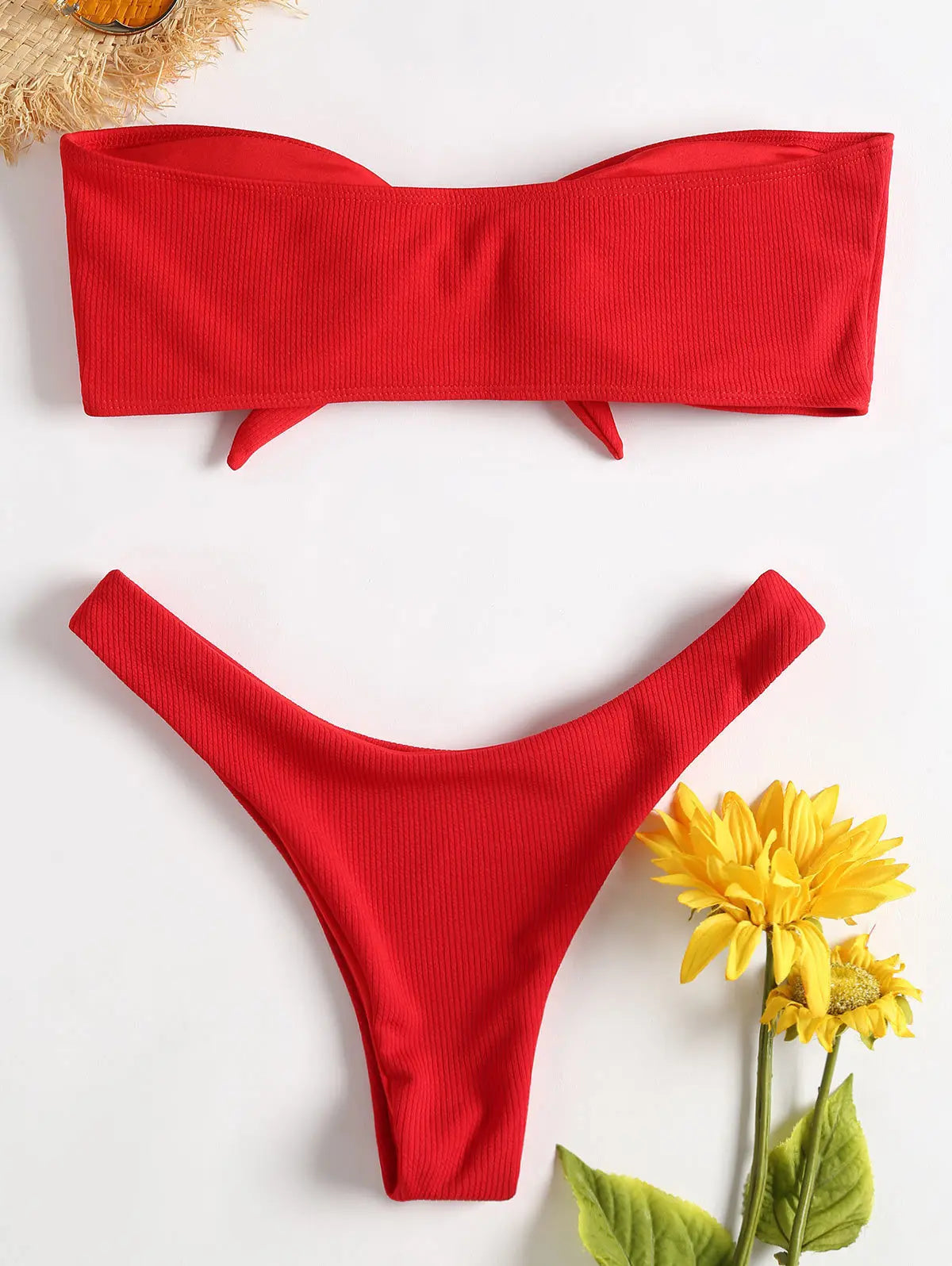 New Bikini Bottoms Women's Swimsuit Low Waisted Bottom Solid Red Swimwear Thong Beachwear Brazilian Bathing Suit Summer