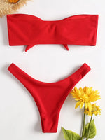 New Bikini Bottoms Women's Swimsuit Low Waisted Bottom Solid Red Swimwear Thong Beachwear Brazilian Bathing Suit Summer