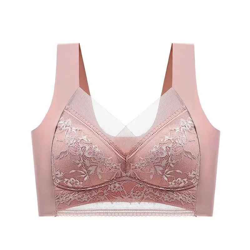 L-5XL Contrast Lace Wireless Bras For Womens Lingerie Top Female Lace Bra Underwire Plus Size Brassiere Perspective Sexy Bras